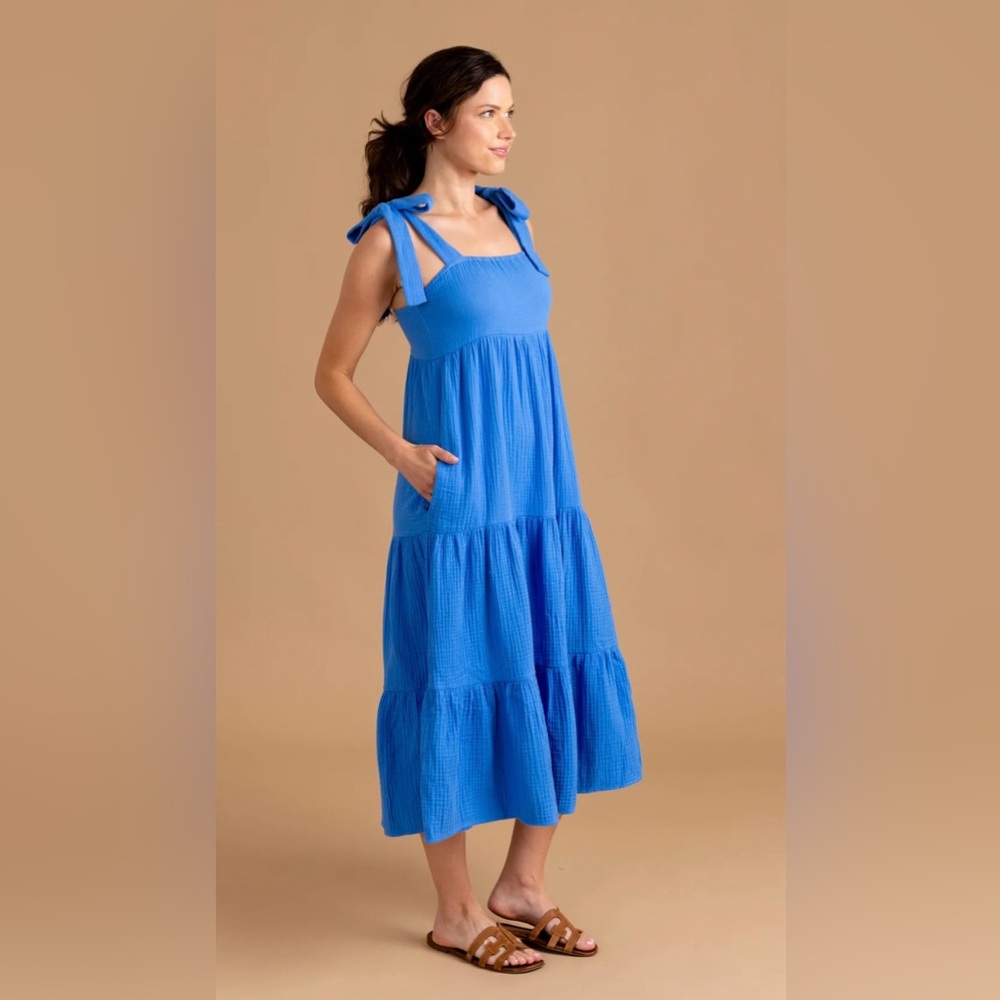 SEDGE Gauze Maxi Wendy Dress in Indigo Blue